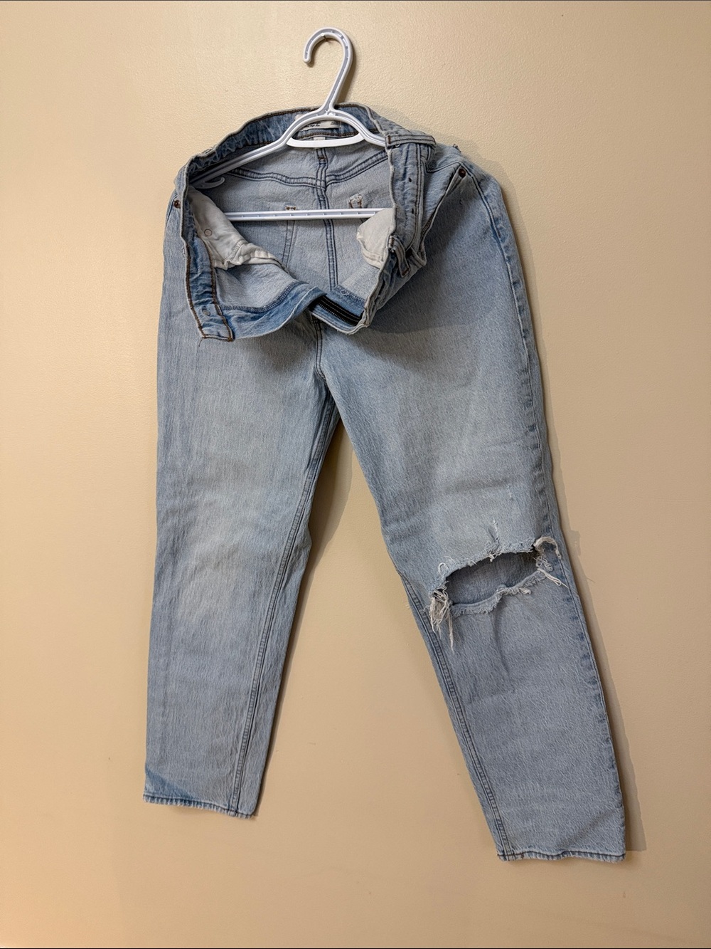 Abercrombie & Fitch Pale Blue Distressed Boyfriend Jeans